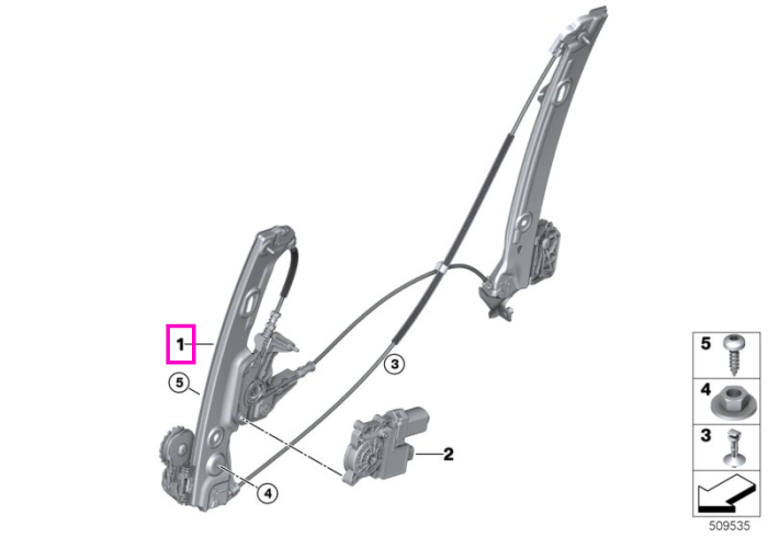 Macara actionare geam usa fata, dreapta, fara motor - BMW Seria 4 G22 G23 G82 G83 M4