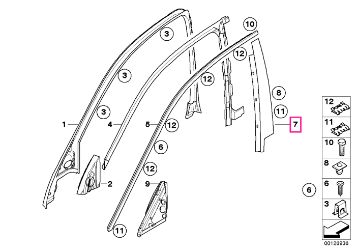 Ornament/Panou stalp B, usa fata, dreapta - BMW Seria 5 E60 E61