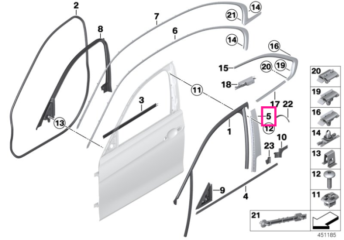 Ornament stalp B, usa fata, dreapta - BMW Seria 3 F30 F31 F35 F80 M3