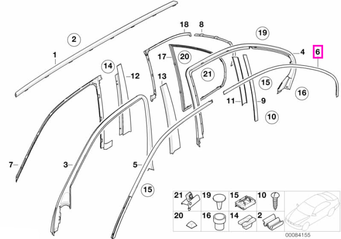 Ornament/Garnitura contur geam, usa spate, stanga, negru - BMW Seria 5 E39