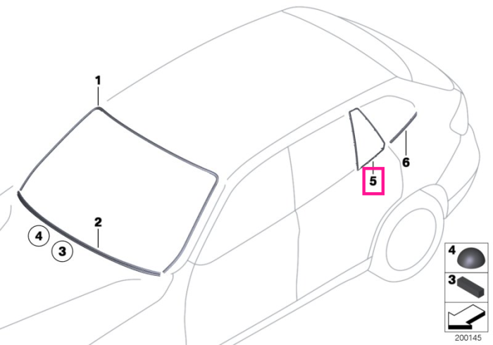 Ornament/Rama geam fix lateral, dreapta - BMW X1 E84	