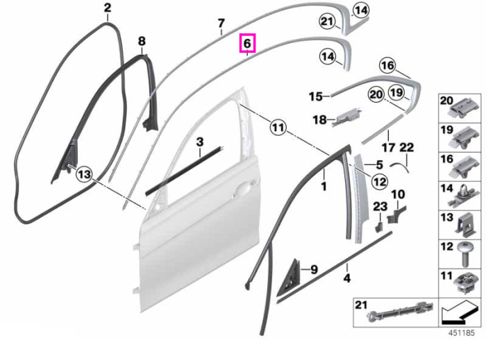 Ornament cadru lateral usa fata stanga - BMW Seria 3 F30 F80 M3