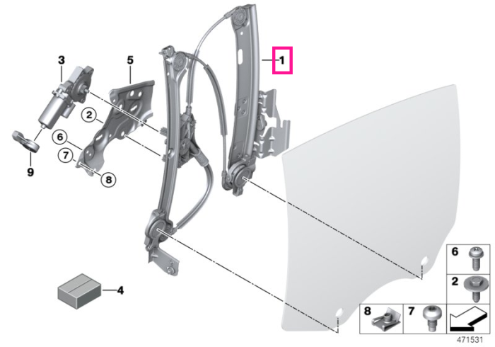 Macara, fara motor, geam spate, stanga - BMW Seria 6 F06 Gran Coupe