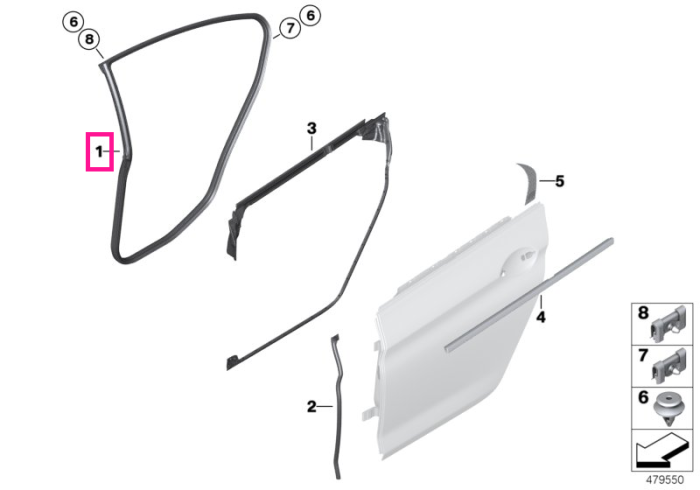 Garnitura etansare usa dreapta, spate - BMW Seria 6 F06 Gran Coupe