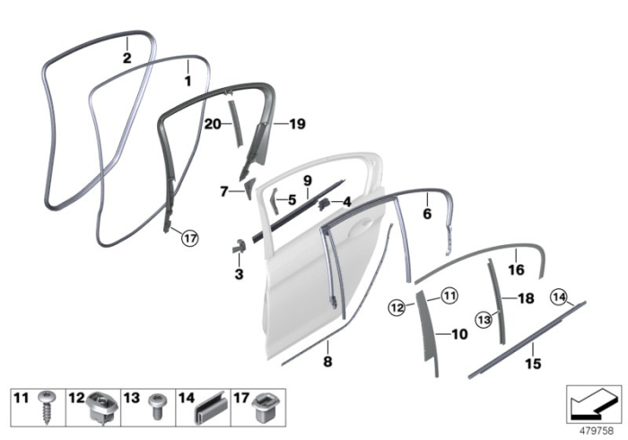 Ornamnent portiera stanga spate - BMW Seria 5 F90 M5, G30 G31