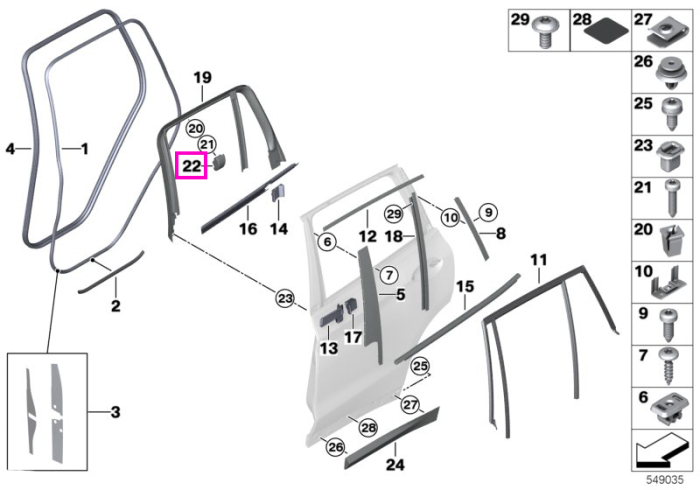 Carlig rulou parasolar usa spate - BMW iX3 G08 BEV, X3 G01 M F97