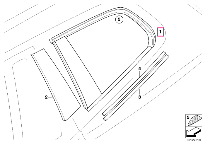 Geam fix lateral spate, tenta verde, stanga - BMW X3 E83