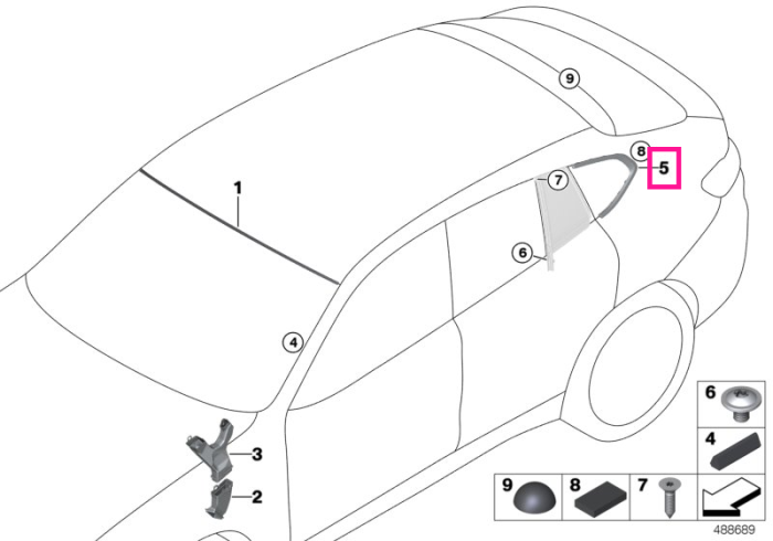 Ornament geam lateral spate, stanga - BMW X4 G02 F98M