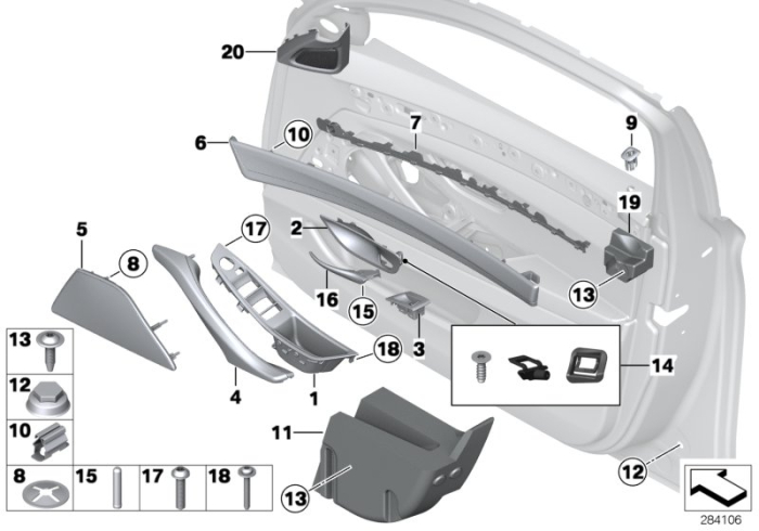 Maner interior usa dreapta fata - BMW Seria 5 F10 F11 - Schwarz