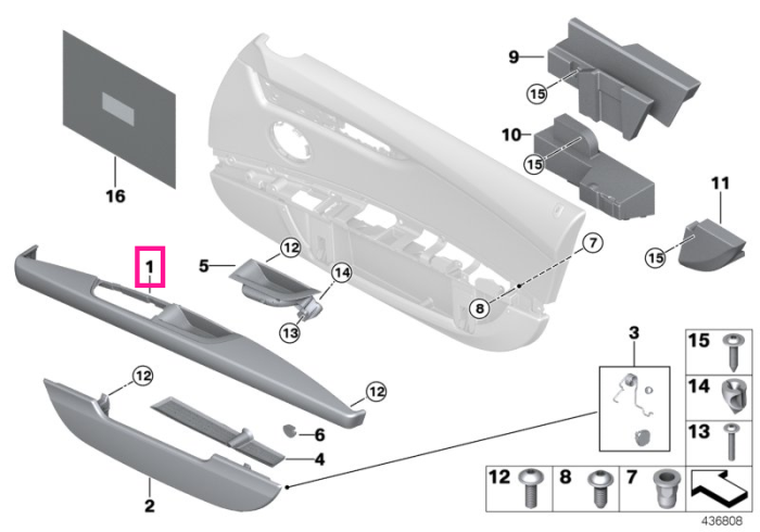Suport brat, pe portiera dreapta, piele naturala, Rosu (KorallRot) - BMW Z4 E89
