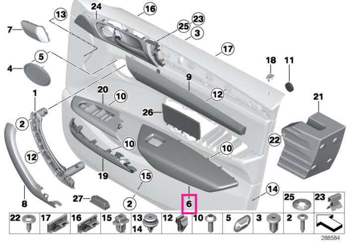 Cotiera cu spatiu depozitare usa fata, dreapta, Bej (Beige) - BMW X3 F25, X4 F26	