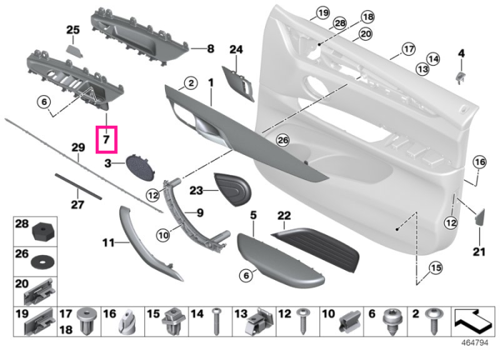 Panou maner usa fata, stanga, negru - BMW X5 F15 F85 M, X6 F16 F86 M