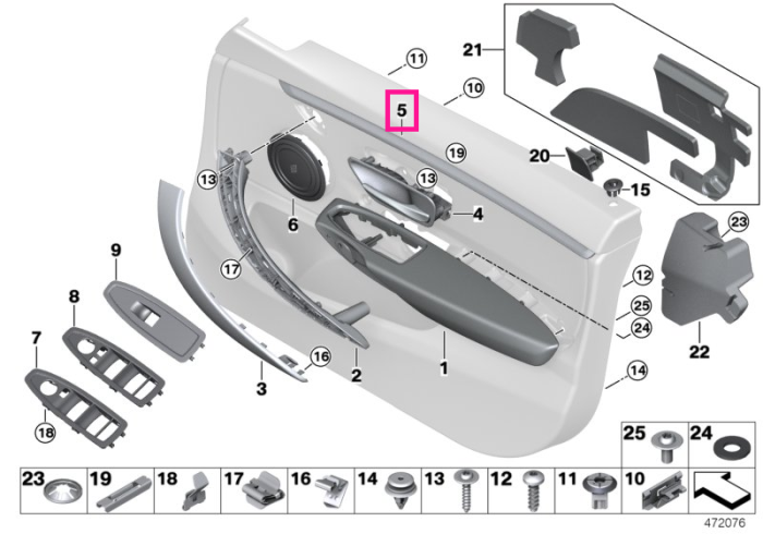 Ornament interior usa fata, dreapta, crom perlat - BMW Seria 4 F36 Gran Coupe	