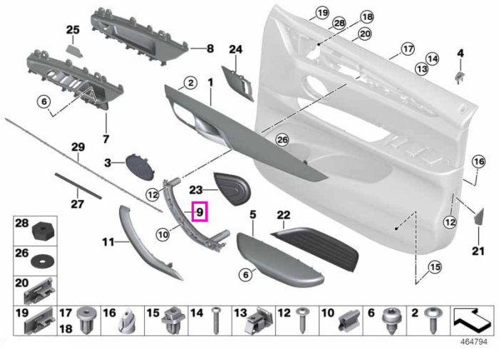 Suport maner interior, usa dreapta, mokka - BMW X5 F15