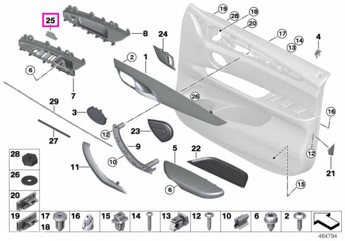 Capac tapiterie usa fata stanga, alb fildes - BMW X5 F15, X6 F16