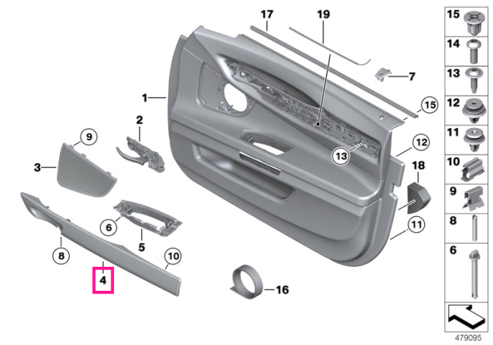 Ornament usa dreapta, fata, lemn natur, FineLine - BMW Seria 7 F01 F02 F04