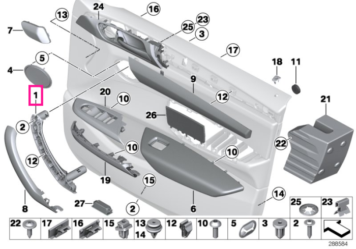 Maner interior inchidere usa fata, dreapta, Bej (Beige) - BMW X3 F25, X4 F26	