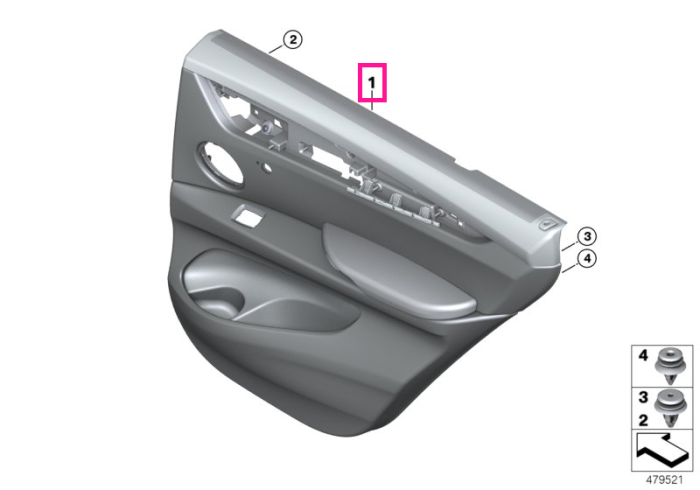 Tapiserie usa dreapta, spate, piele naturala, Mokka - BMW X5 F15	