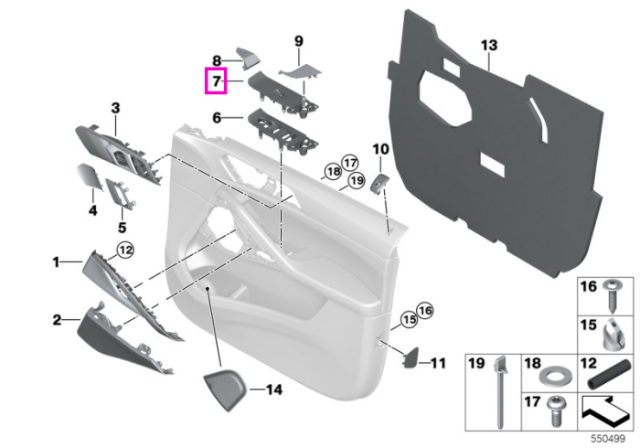 Ornament macara geam stanga, negru, usa fata/spate - BMW X6 G06 M F96