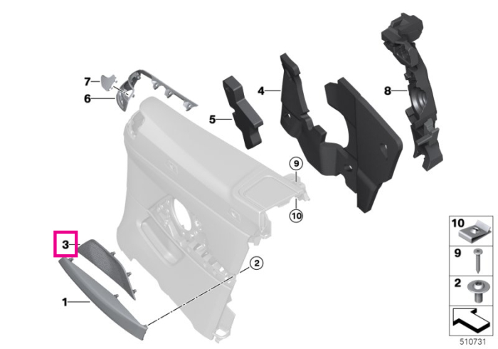 Ornament difuzor audio, dreapta spate - BMW Seria 4 G23 G83 - Harman/Kardon 
