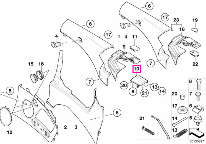 Capac lateral plafon rabatabil, dreapta, negru - BMW Seria 3 E46