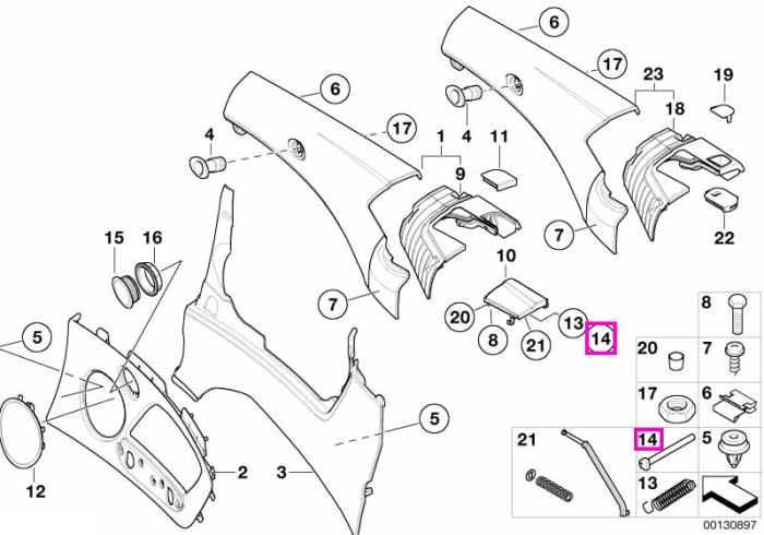 Tija de actionare capac plafon rabatabil - BMW Seria 3 E46