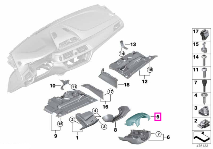 Carcasa superioara coloana directie, neagra - BMW Seria 5 G30 G31 G38 F90 M5, Seria 6 G32