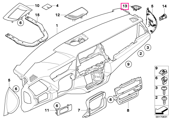 Grila ventilatie bord, dreapta, dezaburire/dezghetare geam lateral - BMW X5 E70, X6 E71 E72	