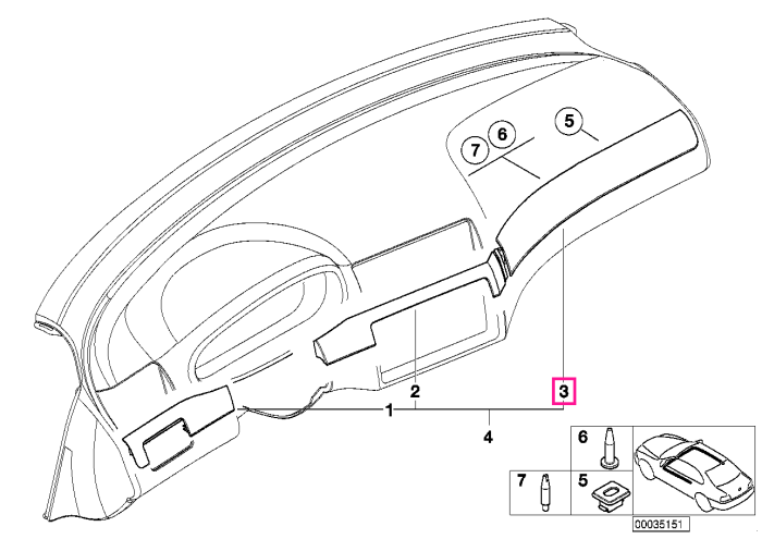 Ornament bord aluminiu, dreapta, I-Panel, Argintiu (Alu Shadow) - BMW Seria 3 E46