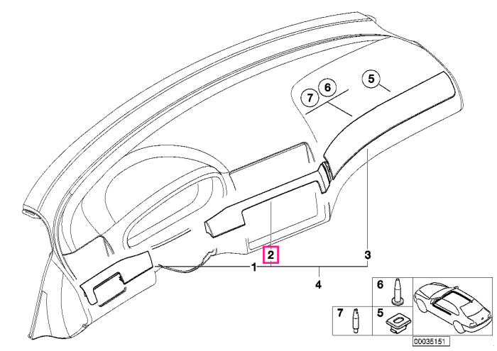 Ornament bord aluminiu, centru, I-Panel, Argintiu (Alu Shadow) - BMW Seria 3 E46