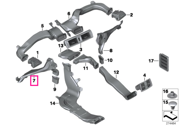 Conducta incalzire stanga spate - BMW Seria 1 F20 F21, Seria 2 F22 F23 F87 M2, Seria 3 F30 F31 F34 F35 F80 M3, Seria 4 F32 F33 F36 F82 M4 F83 M4