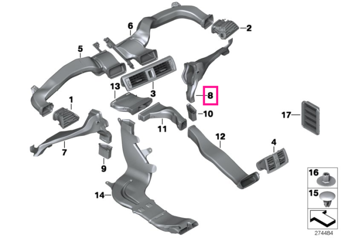 Conducta incalzire dreapta spate - BMW Seria 1 F20 F21, Seria 2 F22 F23 F87 M2, Seria 3 F30 F31 F34 F35 F80 M3, Seria 4 F32 F33 F36 F82 M4 F83 M4
