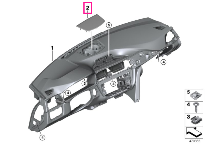 Ornament difuzor central, bord, negru - BMW Seria 3 F30 F31 F34 F35 F80 M3, Seria 4 F32 F33 F36 F82 F83 M4 - pana la 30.06.2015