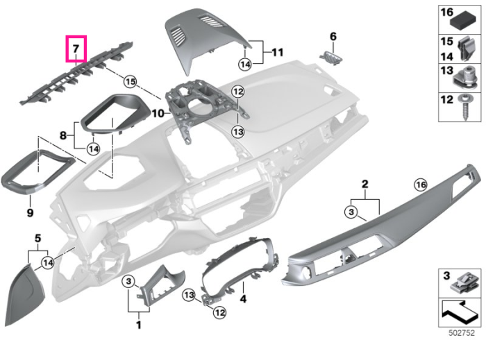 Grila centrala dezaburire parbriz - BMW Seria 5 G30 G31 F90 M5