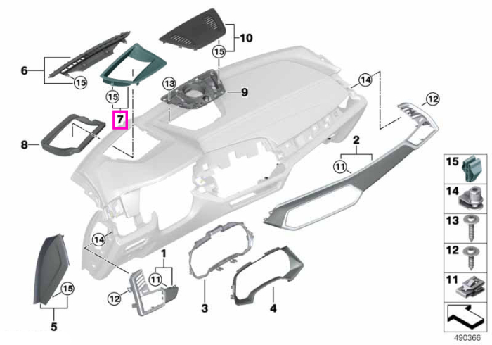 Ornament superior bord, afișaj head-up, negru - BMW X5 G05 F95 M, X6 G06 F96 M, X7 G07