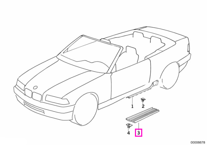  Ornament prag interior fata, Antracit, M3 - BMW Seria 3 E36	