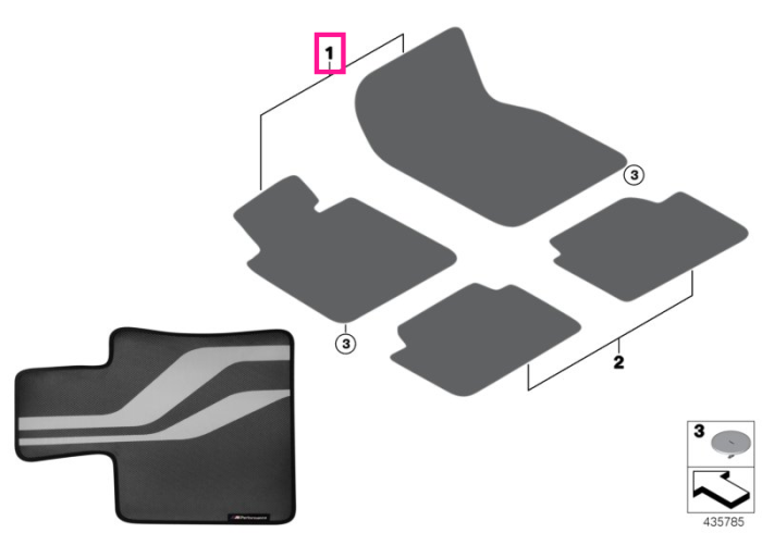 Set covorase fata, M Performance, Negru/Gri - BMW X5 F15 F85M, X6 F16 F86M - RHD (Volan pe partea dreapta)