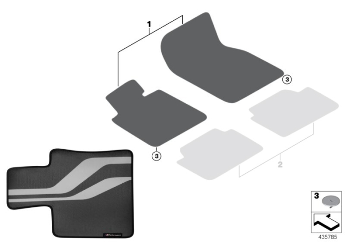 Set covorase fata "BMW M Performance", Negru/Gri - BMW Seria 5 F10 F11