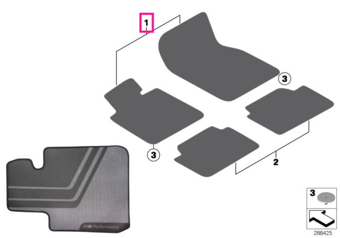 Set covorase fata, M Performance, Negru/Gri - BMW Seria 4 F32 F33 F36 F82M4 F83M4 - RHD (Volan pe partea dreapta)