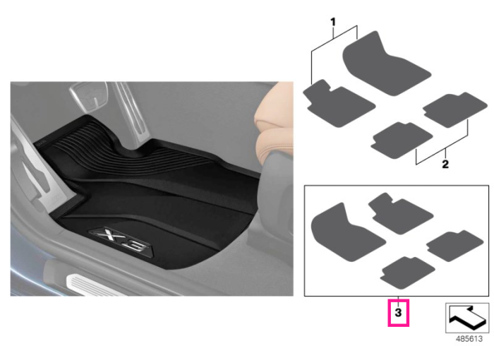 Set covorase "All Weather", fata/spate, negru - BMW X4 G02 F98 M - RHD (volan dreapta)
