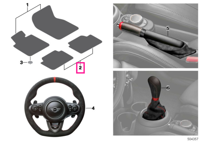 Set covorase spate JCW, Textil , Negru - Mini Countryman F60	