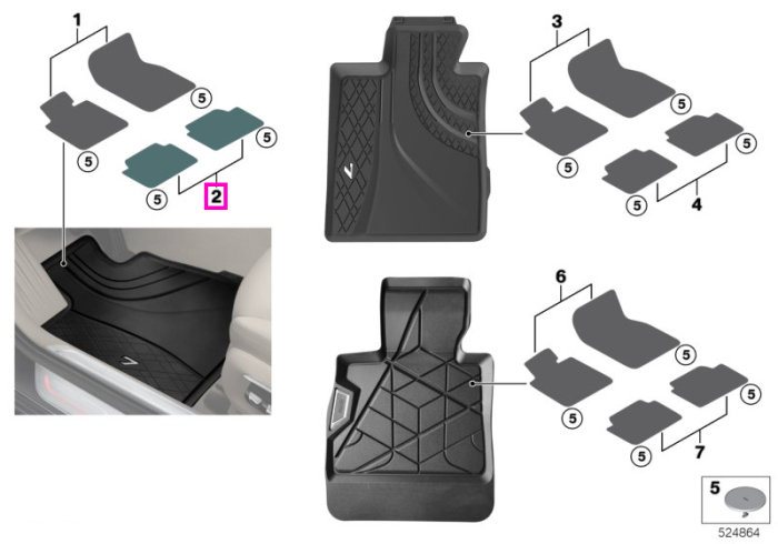 Set covorase spate "All-Weather", BasisLine, Negru Antracit - BMW Seria 7 G11 G12 - nu pentru varianta Long