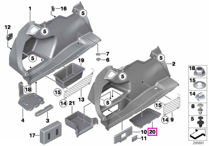 Tava depozitare plata, compartiment bagaje - BMW Seria 3 F30 F35 F80 M3, Seria 4 F32 F82 M4