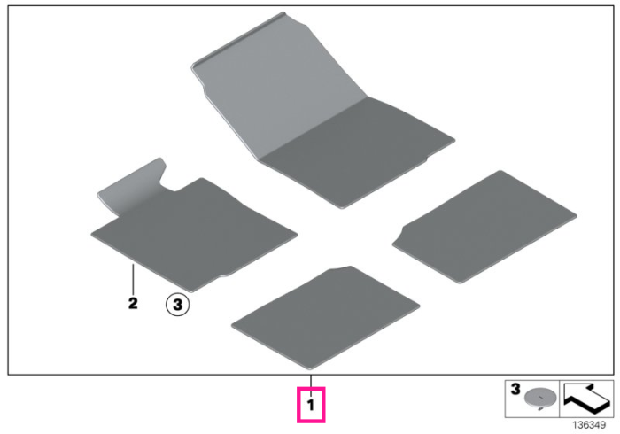 Set covorase fata/spate, Velur, Gri - BMW Seria 3 E92