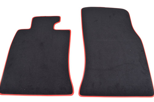 Set covorase fata/spate, Velur, Negru/Rosu (CarbonBlack/ChilliRed) - Mini R56 LCI