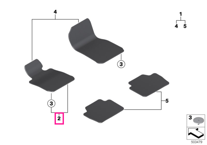Covoras zona sofer, Velur, Bej (Oyster) - BMW Seria 4 F36 Gran Coupe