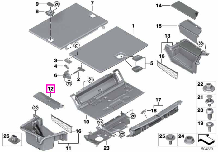 Capac compartiment depozitare portbagaj, stanga - BMW Seria 7 G11 G12