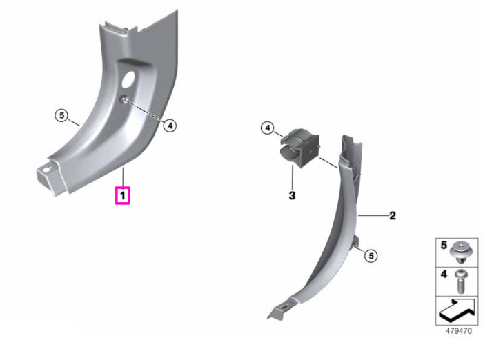 Panou lateral spatiu picioare, fata, stanga, negru - BMW Seria 5 F90 M5 G30 G31 G38