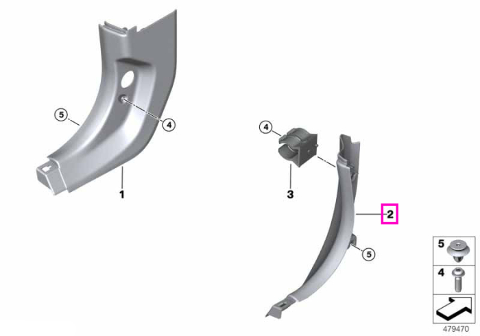 Panou lateral spatiu picioare, fata, dreapta, negru - BMW Seria 5 F90 M5 G30 G31 G38
