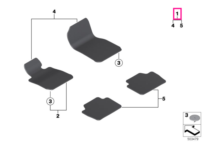 Set covorașe față/spate, din material Velur, de culoare Antracit, pentru BMW Seria 4 F36 Gran Coupe